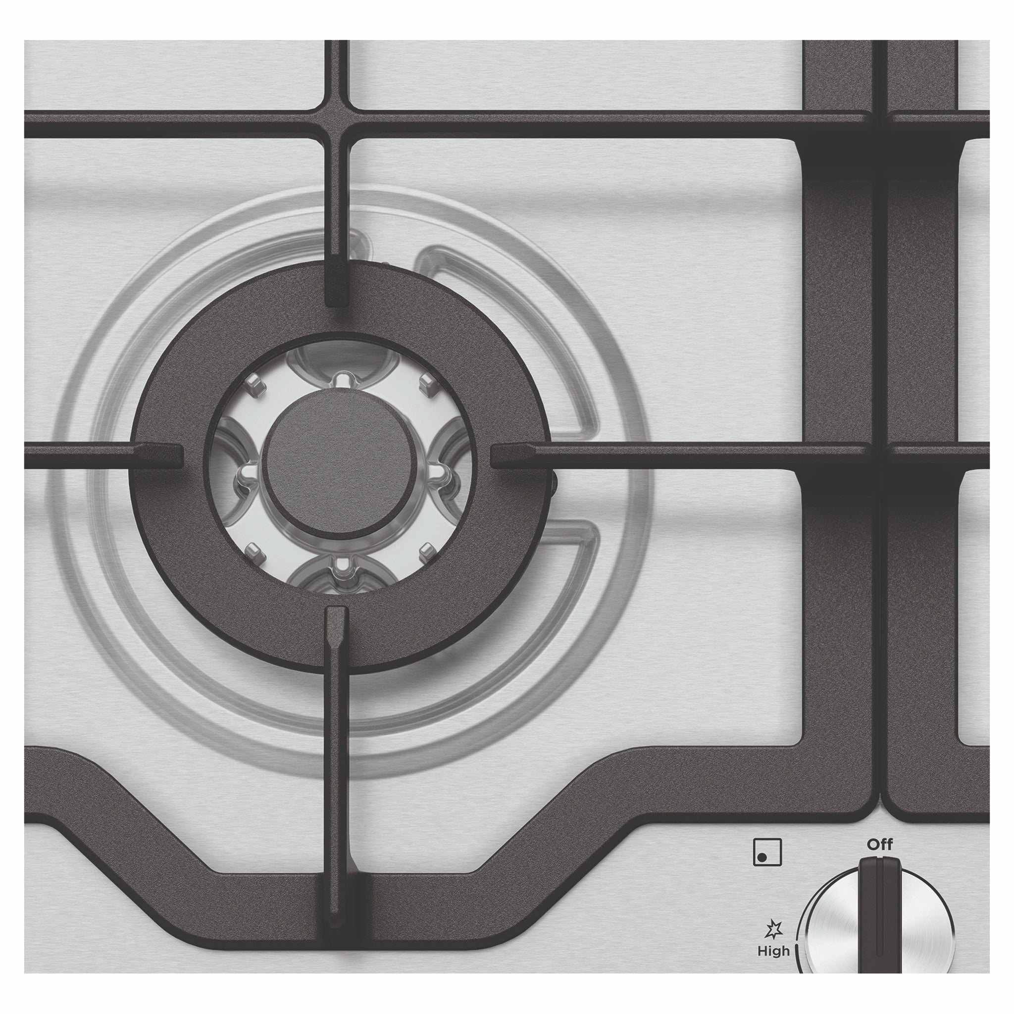 Westinghouse 60cm 4 Burner Gas Cooktop - Stainless Steel WHG644SC, Burner Close-Up View