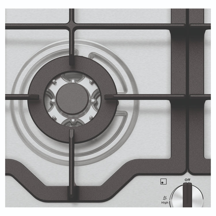 Westinghouse 60cm 4 Burner Gas Cooktop - Stainless Steel WHG644SC, Burner Close-Up View