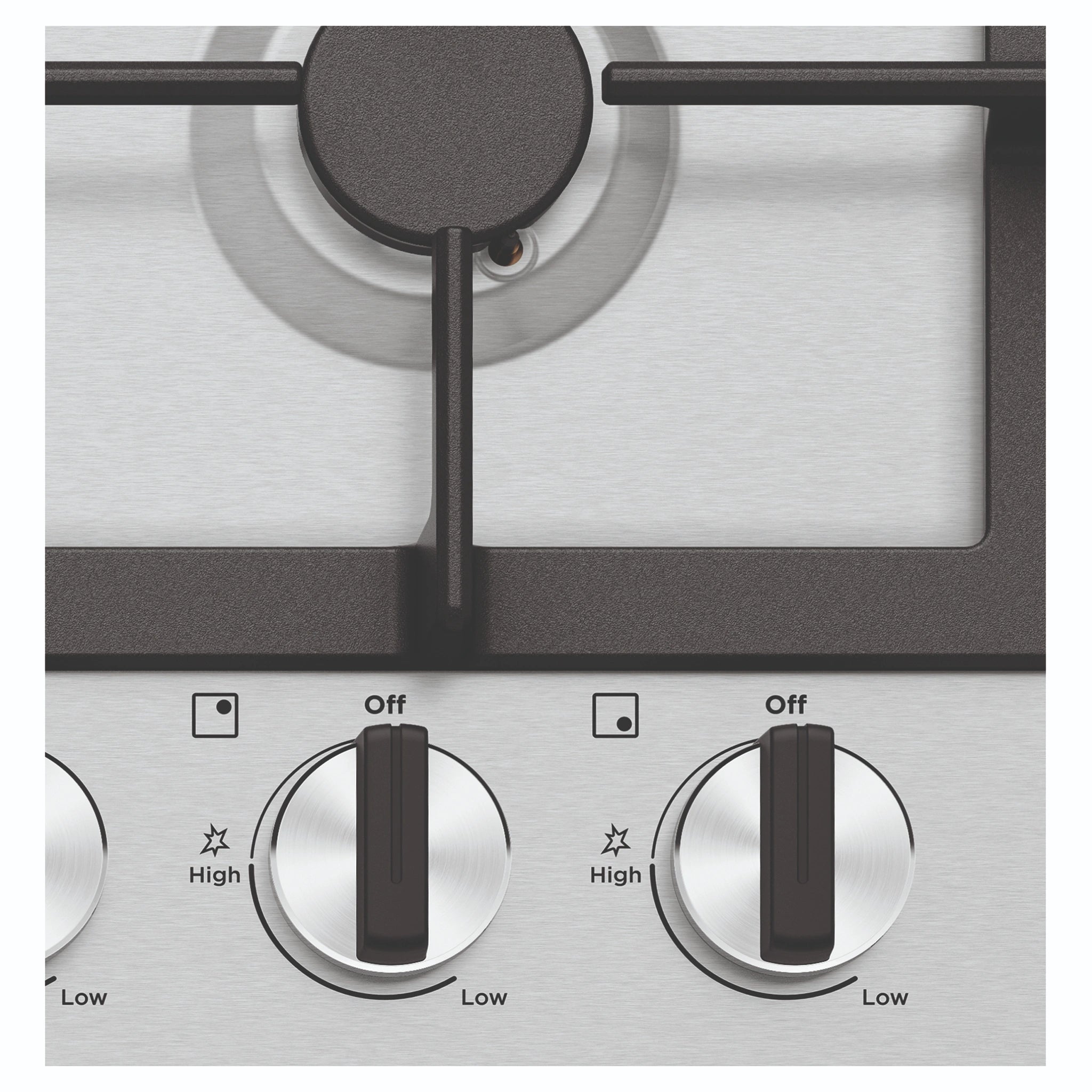 Westinghouse 60cm 4 Burner Gas Cooktop - Stainless Steel WHG644SC, Control Close-Up View