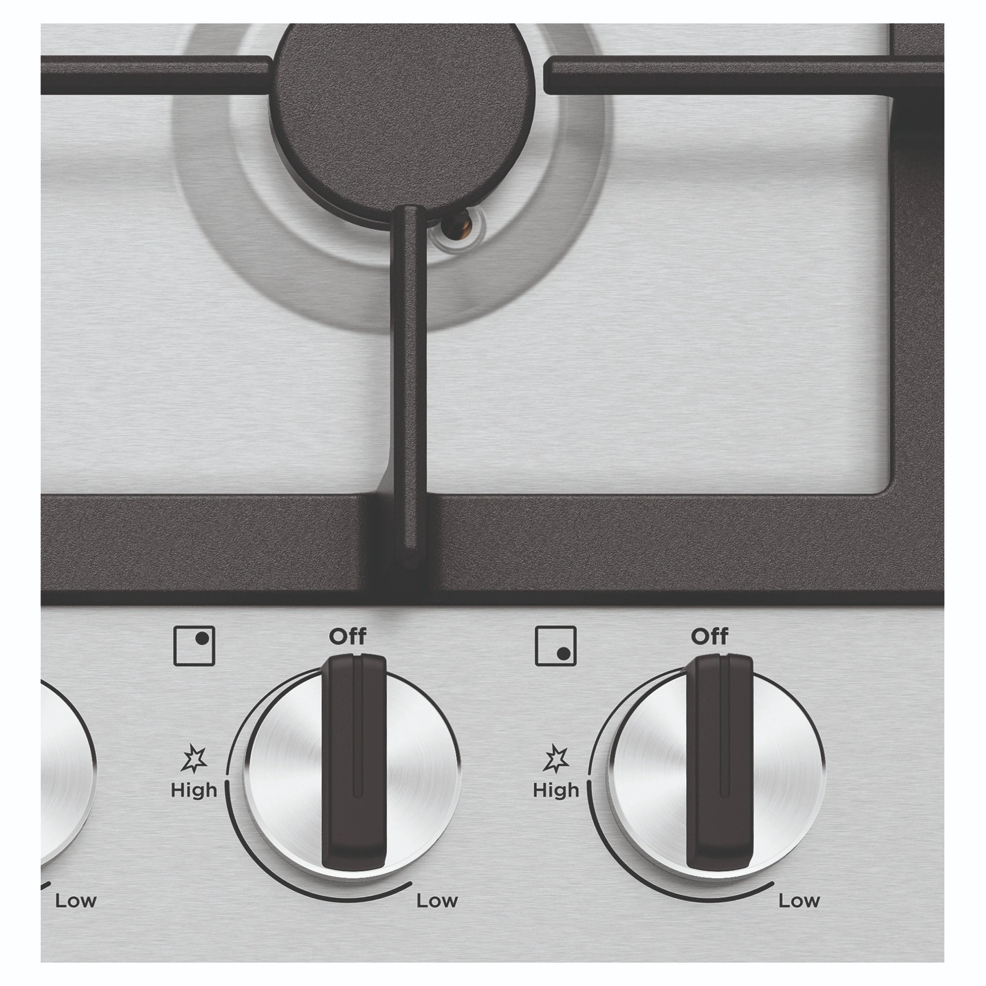 Westinghouse 60cm 4 Burner Gas Cooktop - Stainless Steel WHG644SC, Control Close-Up View