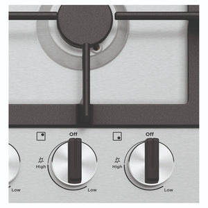 Westinghouse 60cm 4 Burner Gas Cooktop - Stainless Steel WHG644SC, Control Close-Up View