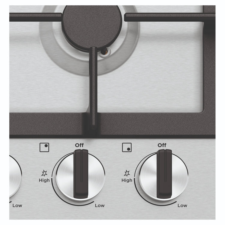 Westinghouse 60cm 4 Burner Gas Cooktop - Stainless Steel WHG644SC, Control Close-Up View