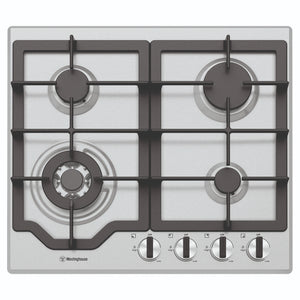 Westinghouse 60cm 4 Burner Gas Cooktop - Stainless Steel WHG644SC, Front View