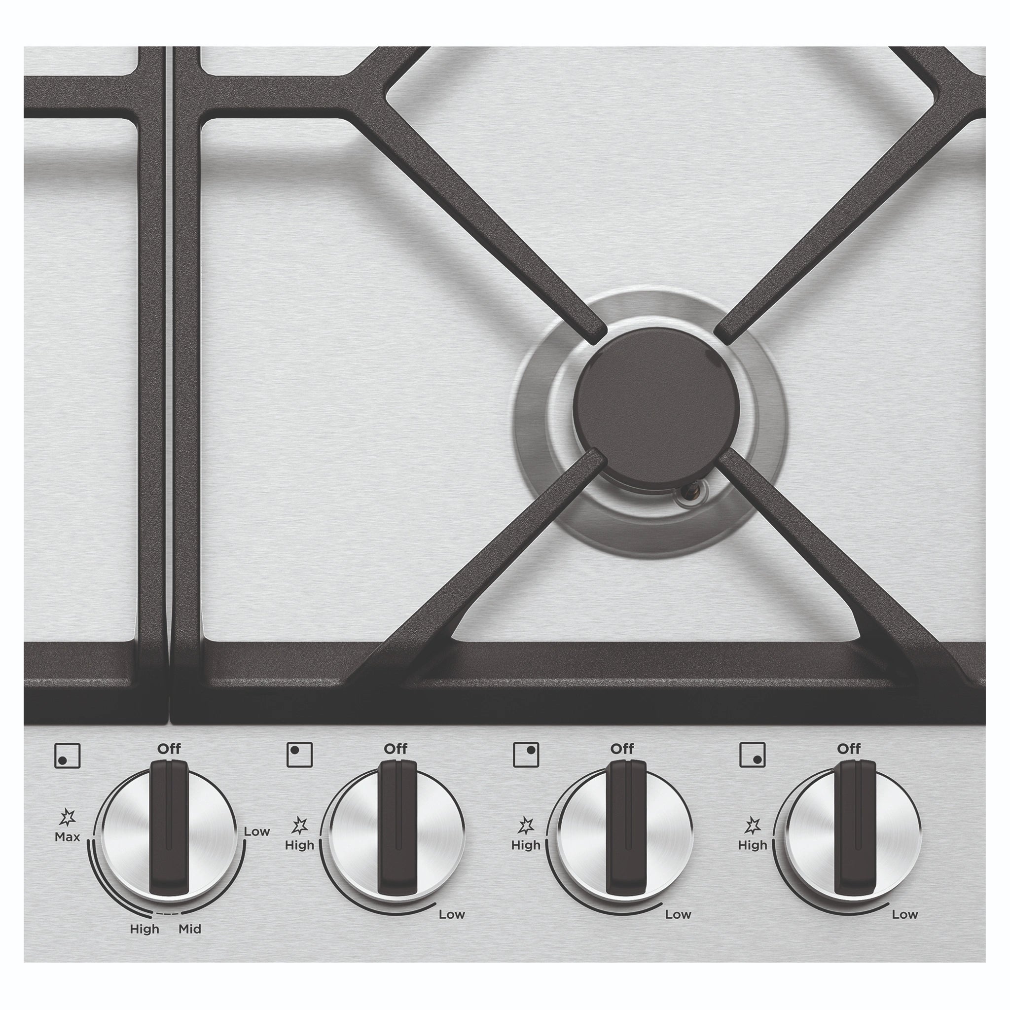 Westinghouse 60cm 4-Burner Stainless Steel Gas Hob WHG648SC, Control Close-Up View