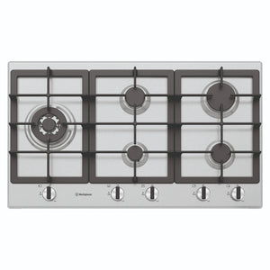 Westinghouse 90cm 5-Burner Gas Hob – Stainless Steel WHG954SC, Front View