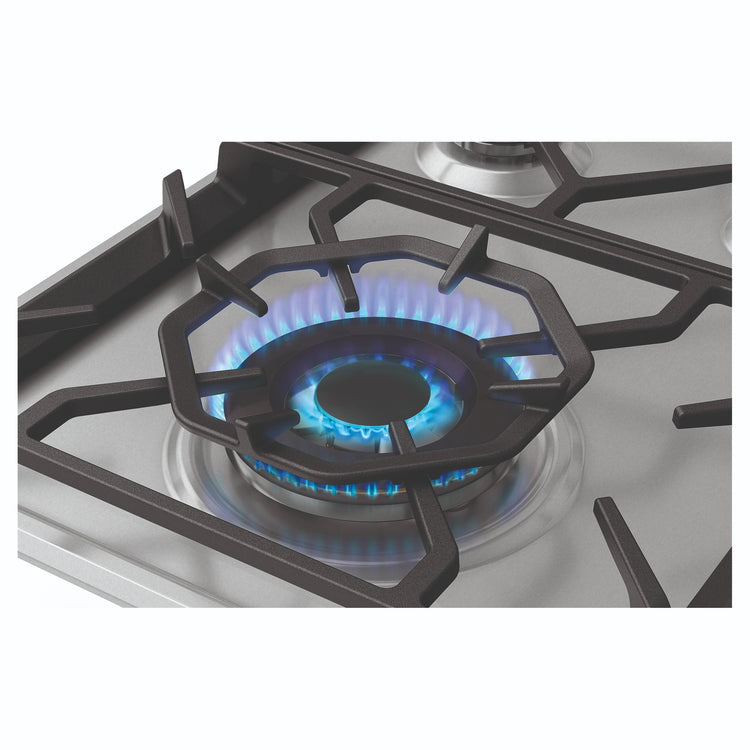 Westinghouse 90cm 5-Burner Gas Stovetop – Stainless Steel WHG958SC, BrassWokBurner Flame Gall View