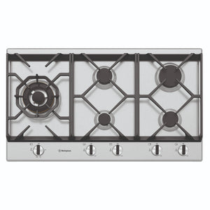 Westinghouse 90cm 5-Burner Gas Stovetop – Stainless Steel WHG958SC, Front View
