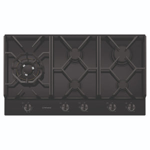 Westinghouse 90cm 5-Burner Black Ceramic Glass Gas Cooktop WHG959BD, Front View