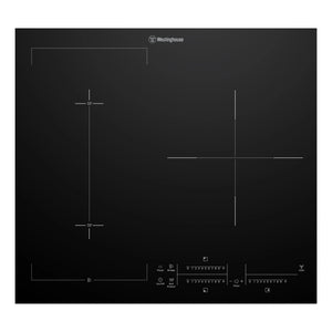 Westinghouse 60cm 3-zone induction cooktop with Boil Protect WHI635BE, Front View