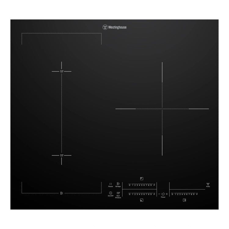 Westinghouse 60cm 3-zone induction cooktop with Boil Protect WHI635BE, Front View