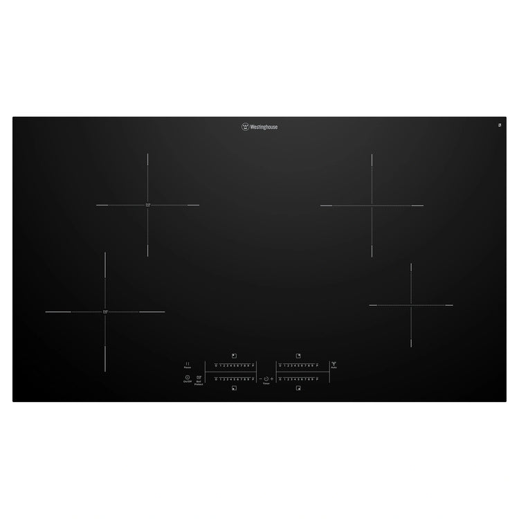 Westinghouse 90cm 4-Zone Induction Cooktop With Boil Protect WHI943BD, Front View
