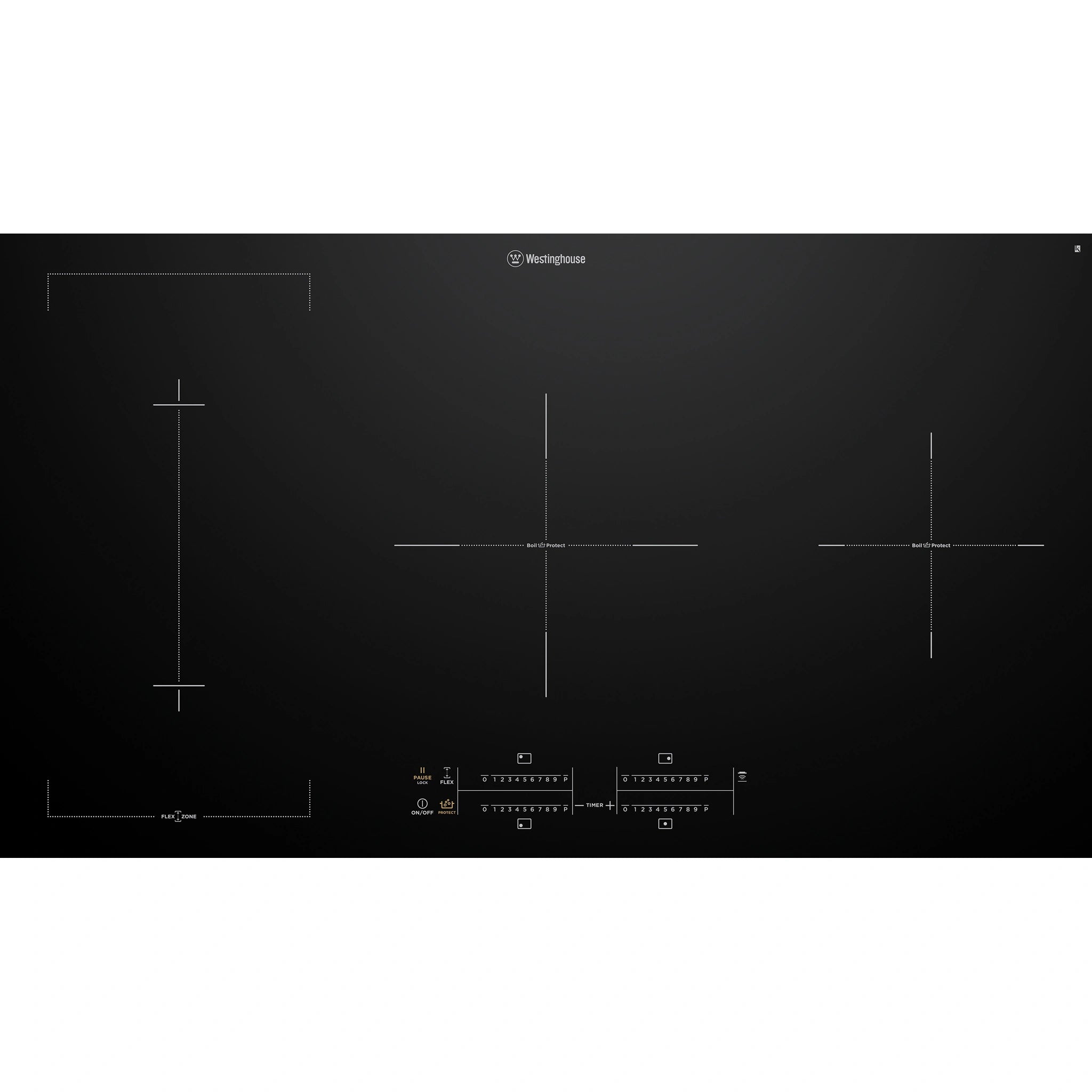 Westinghouse 90cm 4-Zone Induction Cooktop With Boil Protect WHI945BC, Front View