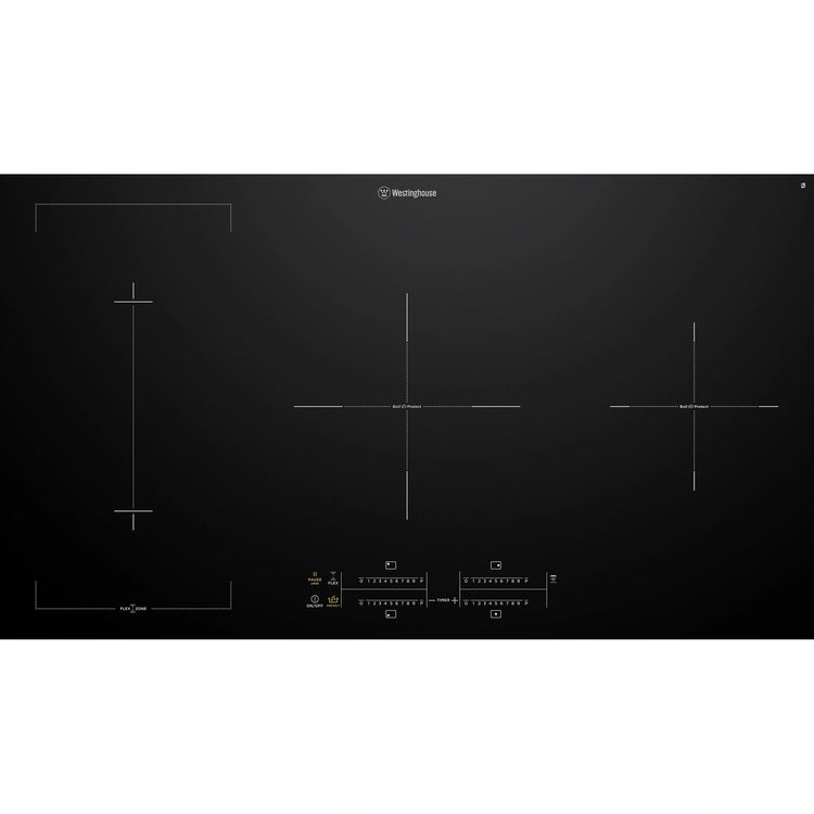Westinghouse 90cm 4-Zone Induction Cooktop With Boil Protect WHI945BC, Front View
