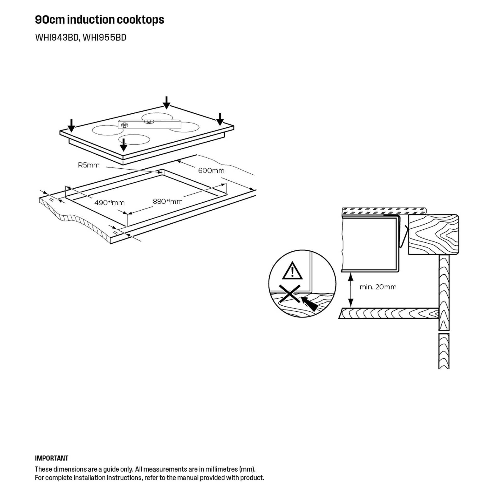 Westinghouse WHI955BD 90cm 5-Zone Induction Cooktop With Boil Protect