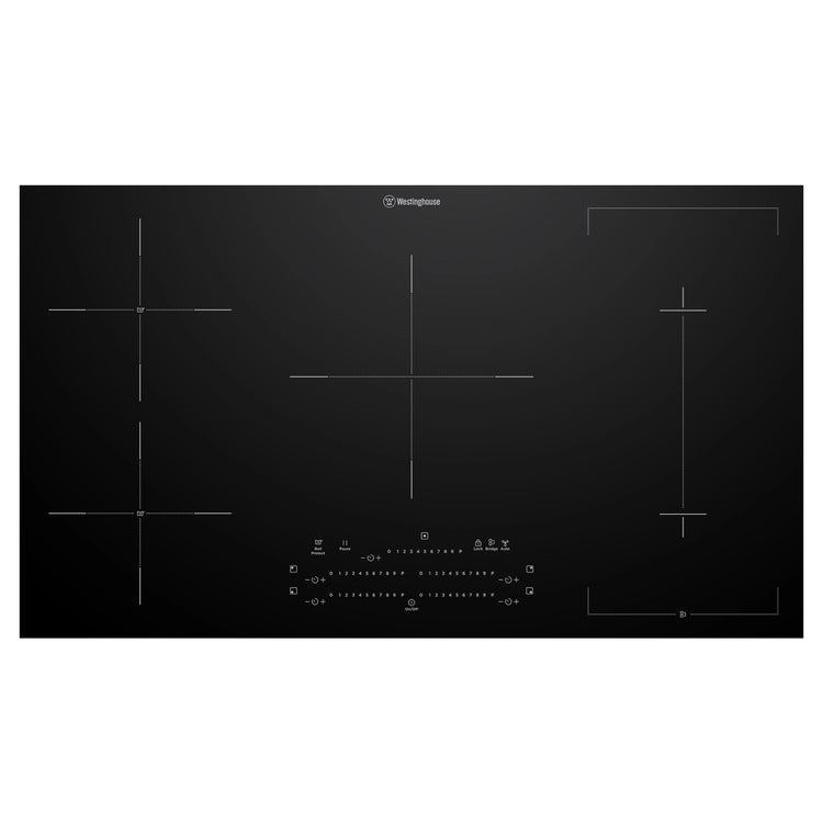Westinghouse 90cm 5-zone induction cooktop with Boil Protect WHI955BD, Front View