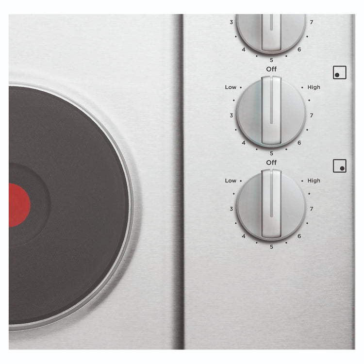 Westinghouse 60cm Electric Solid Cooktop, Stainless Steel WHS642SC, Control Close-Up View