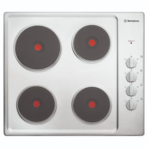 Westinghouse 60cm Electric Solid Cooktop, Stainless Steel WHS642SC, Front View