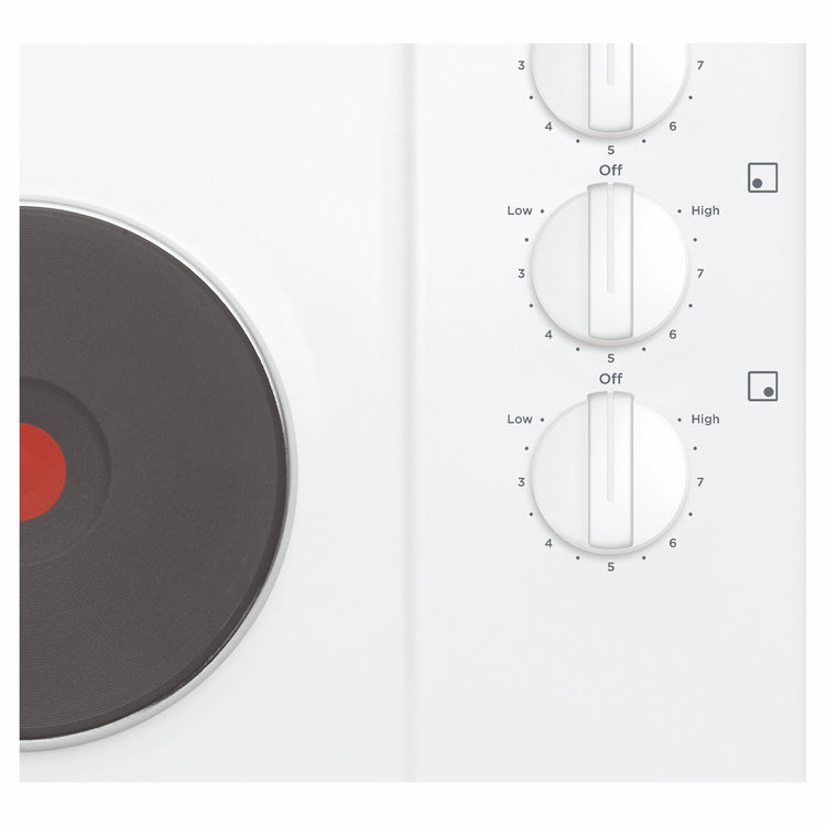 Westinghouse 60cm 4-Zone Electric Solid Cooktop, White WHS642WC, Control Close-Up View