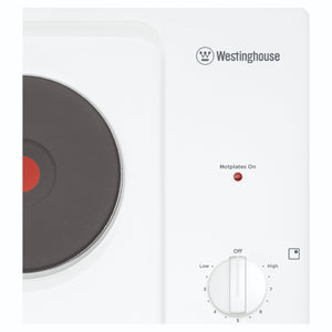 Westinghouse 60cm 4-Zone Electric Solid Cooktop, White WHS642WC, Knob Control View
