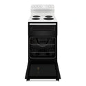 Westinghouse 54cm freestanding electric oven and coil cooktop, white WLE522WC, Front View With Door Open