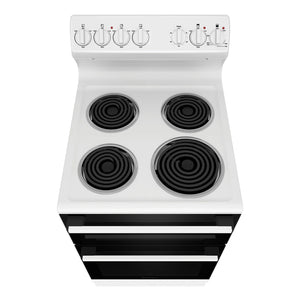 Westinghouse 54cm freestanding electric oven and coil cooktop, white WLE522WC, Top View