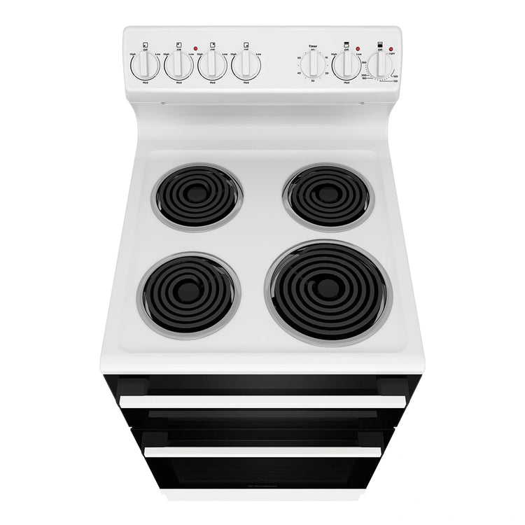 Westinghouse 54cm freestanding electric oven and coil cooktop, white WLE522WC, Top View