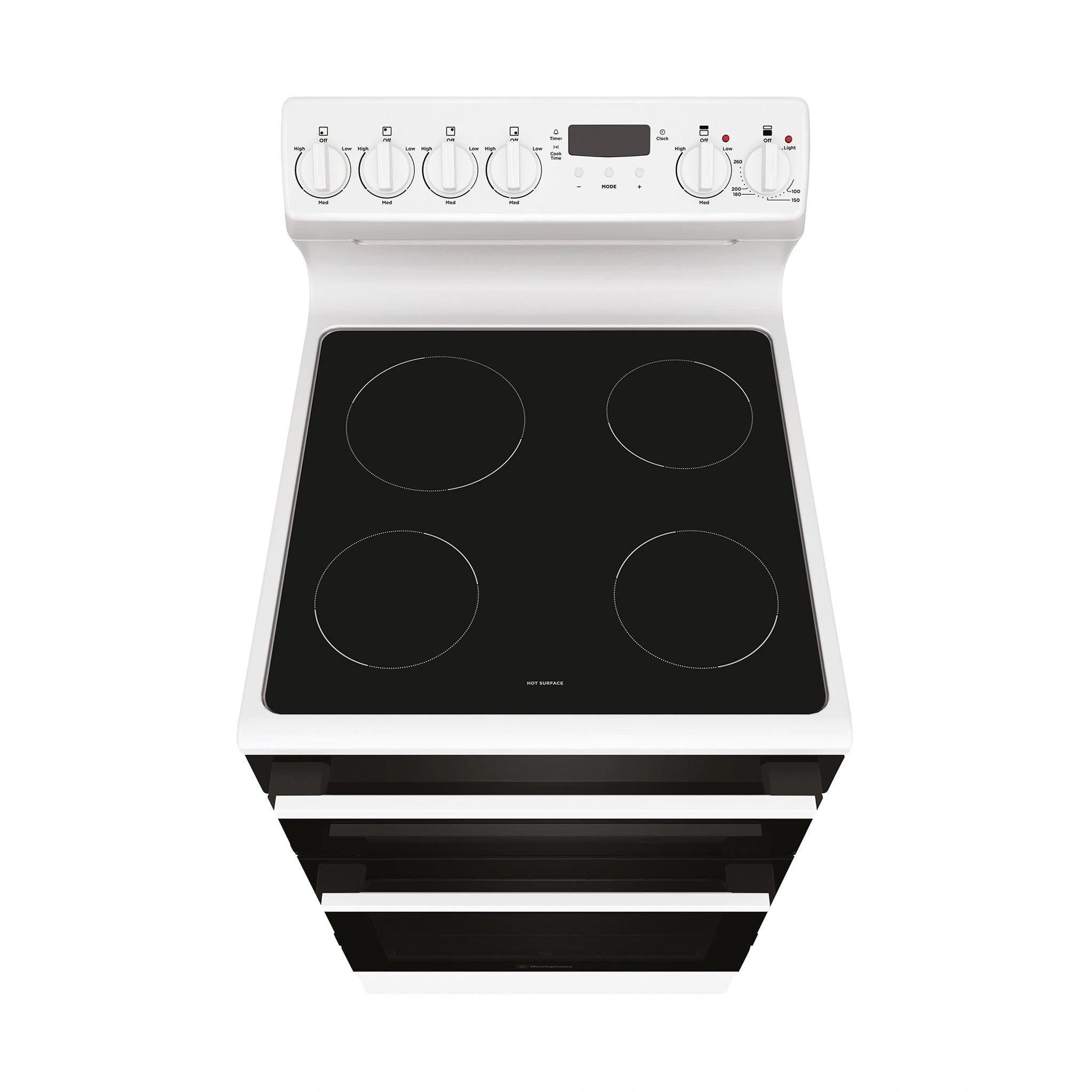 Westinghouse 54cm Freestanding Electric Oven – White WLE543WCB, Top View