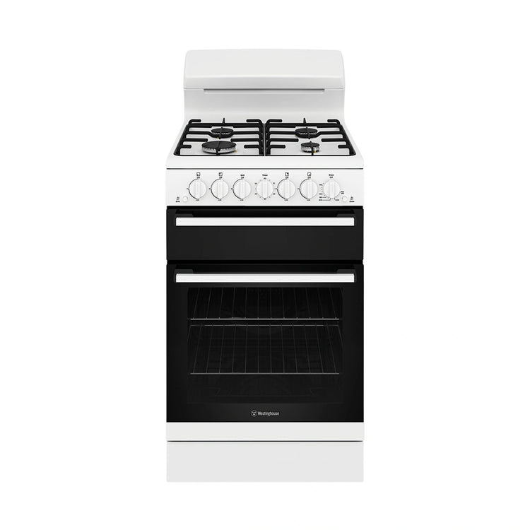 Westinghouse 54cm Freestanding Gas Oven – White WLG510WCH, Front View