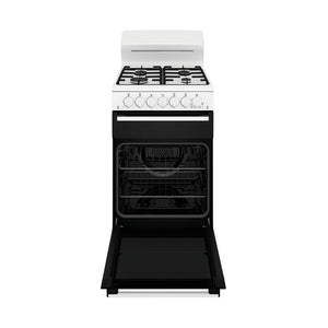 Westinghouse 54cm Freestanding Gas Oven – White WLG510WCH, Front View with Door Open