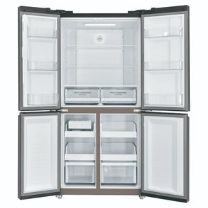 Westinghouse 496L Charcoal Matte Black French Door Refrigerator WQE4900BA, Front View With Double Door Open View