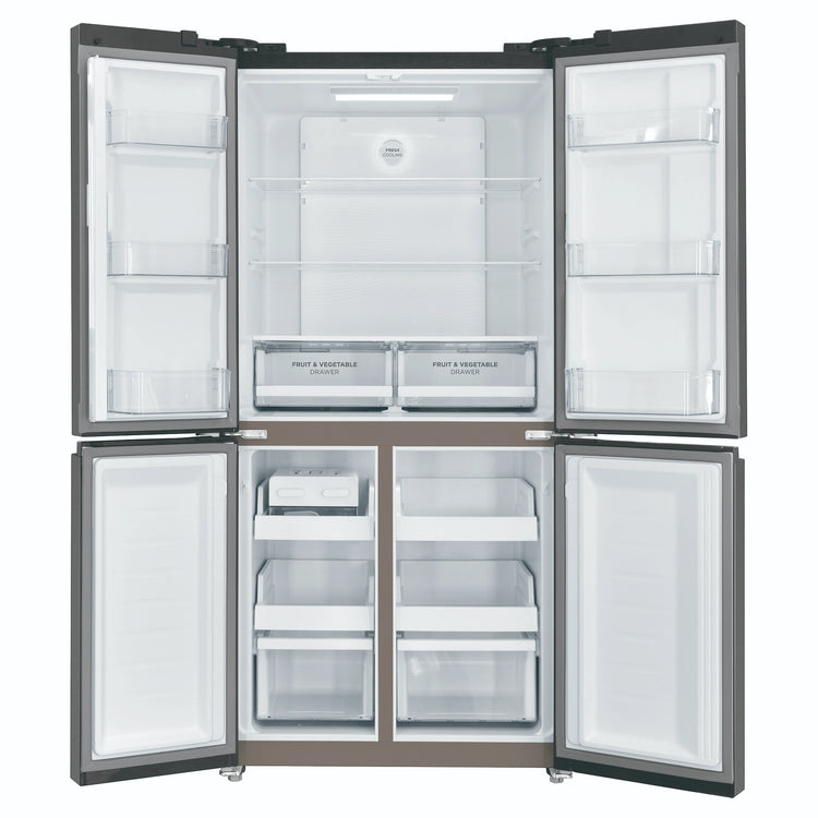 Westinghouse 496L Charcoal Matte Black French Door Refrigerator WQE4900BA, Front View With Double Door Open View