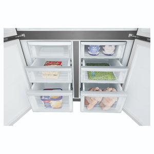 Westinghouse 564L Matte Black Quad Door Refrigerator WQE5600BB, Drawers View With Storages