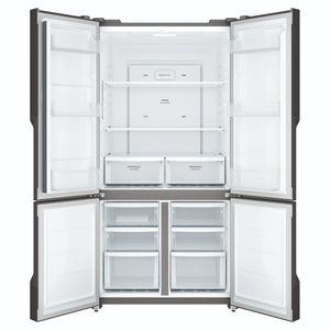 Westinghouse 564L Matte Black Quad Door Refrigerator WQE5600BB, Front View With Double Door Open View