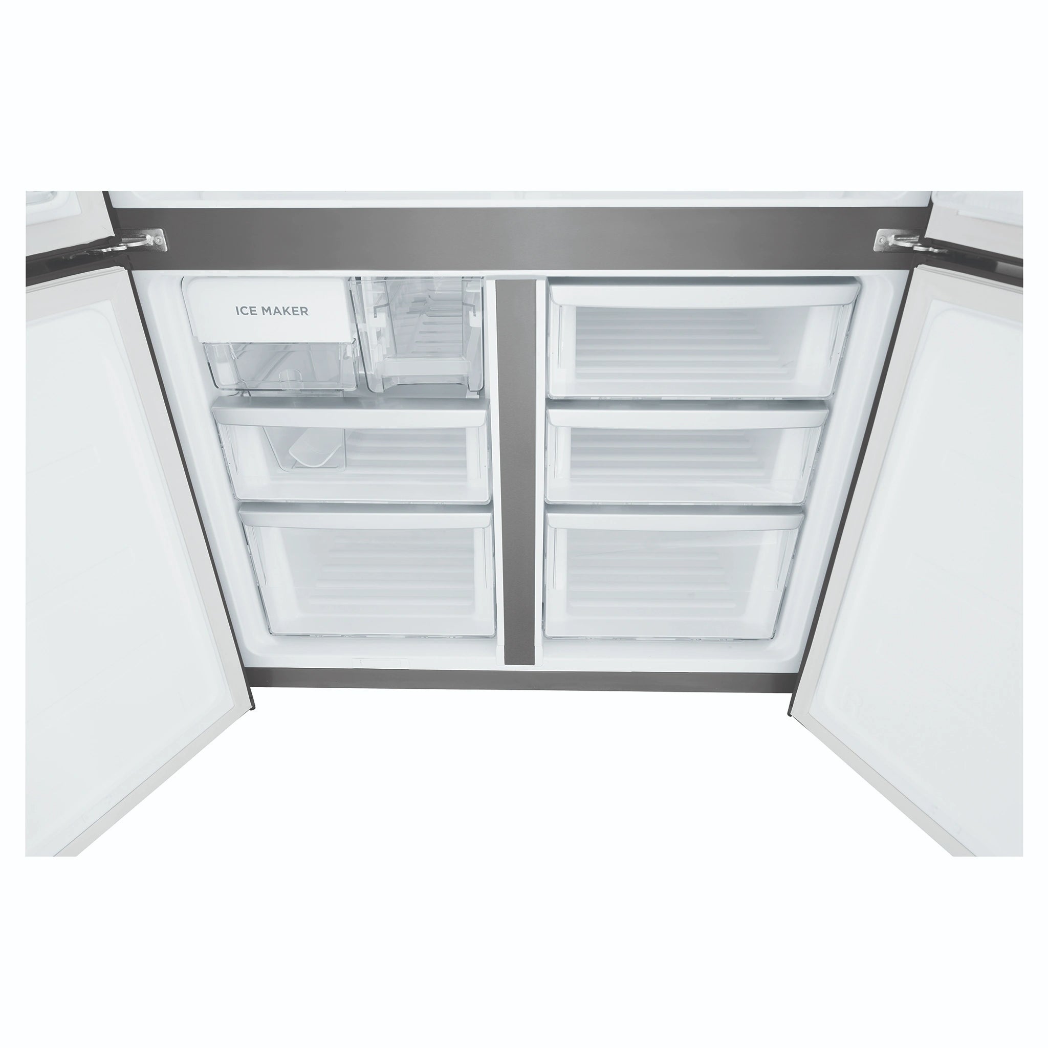 Westinghouse 564L Matte Charcoal Black Quad Door Refrigerator with Plumbed Water Dispenser WQE5650BA, Drawers Close-Up View