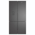 Westinghouse 564L Matte Charcoal Black Quad Door Refrigerator with Plumbed Water Dispenser WQE5650BA, Front View