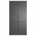 Westinghouse 564L Matte Charcoal Black Quad Door Refrigerator with Plumbed Water Dispenser WQE5650BA, Front View