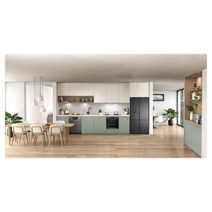 Westinghouse 564L Matte Charcoal Black Quad Door Refrigerator with Plumbed Water Dispenser WQE5650BA, Lifestyle View