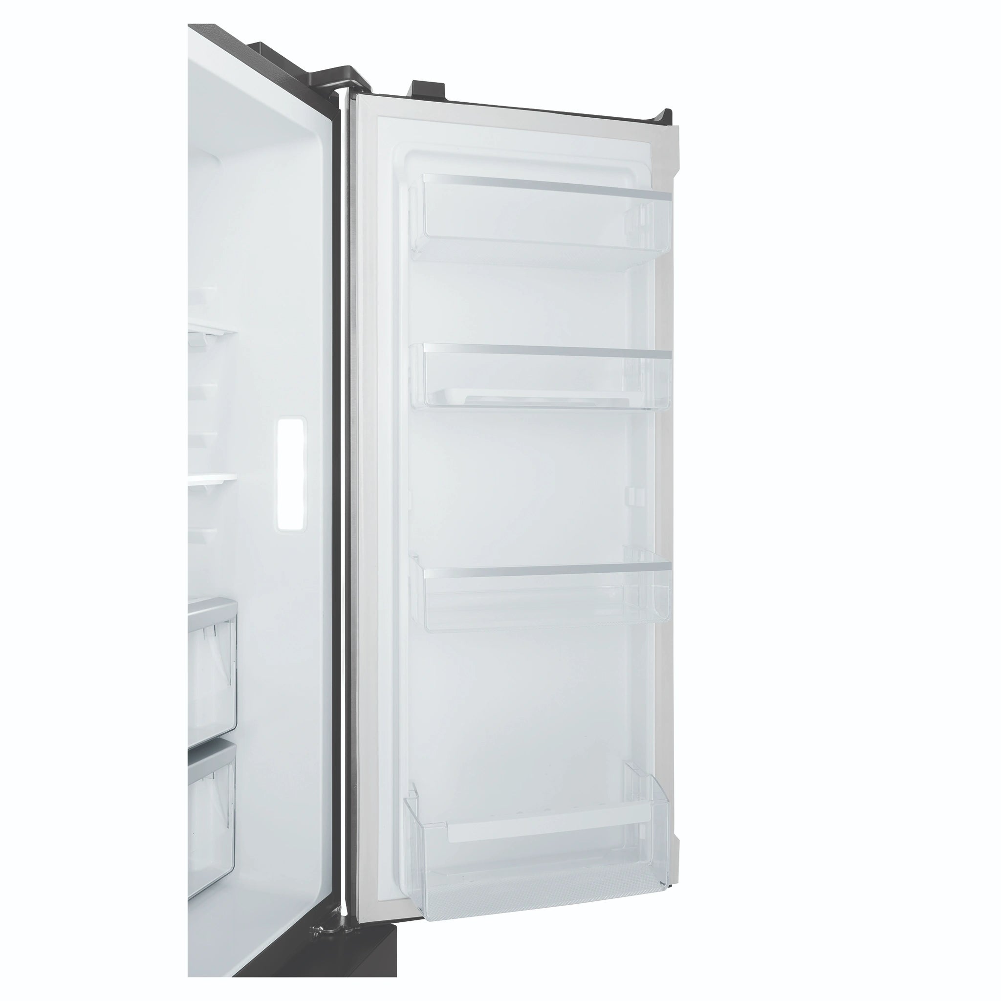Westinghouse 564L Matte Charcoal Black Quad Door Refrigerator with Plumbed Water Dispenser WQE5650BA, Side Door View