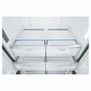 Westinghouse 564L Charcoal Quad Door Refrigerator with In-Door Water Dispenser WQE5660BA, Drawers Open Close-Up View