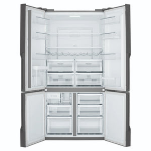 Westinghouse 564L Charcoal Quad Door Refrigerator with In-Door Water Dispenser WQE5660BA, Front View With Double Door Open View