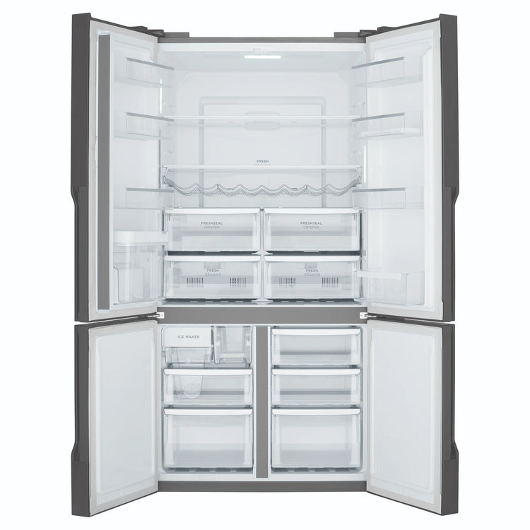 Westinghouse 564L Charcoal Quad Door Refrigerator with In-Door Water Dispenser WQE5660BA, Front View With Double Door Open View