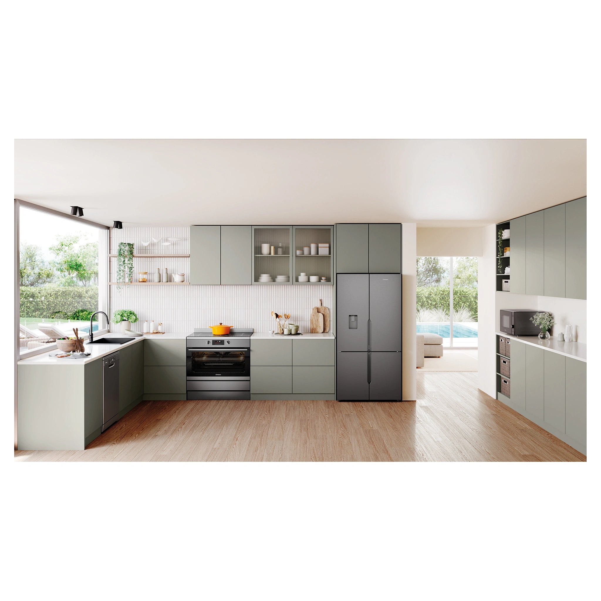 Westinghouse 564L Charcoal Quad Door Refrigerator with In-Door Water Dispenser WQE5660BA, Lifestyle View 2