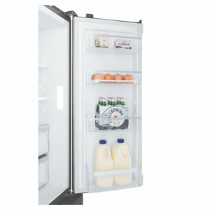 Westinghouse 564L Charcoal Quad Door Refrigerator with In-Door Water Dispenser WQE5660BA, Side Door Open View With Storages