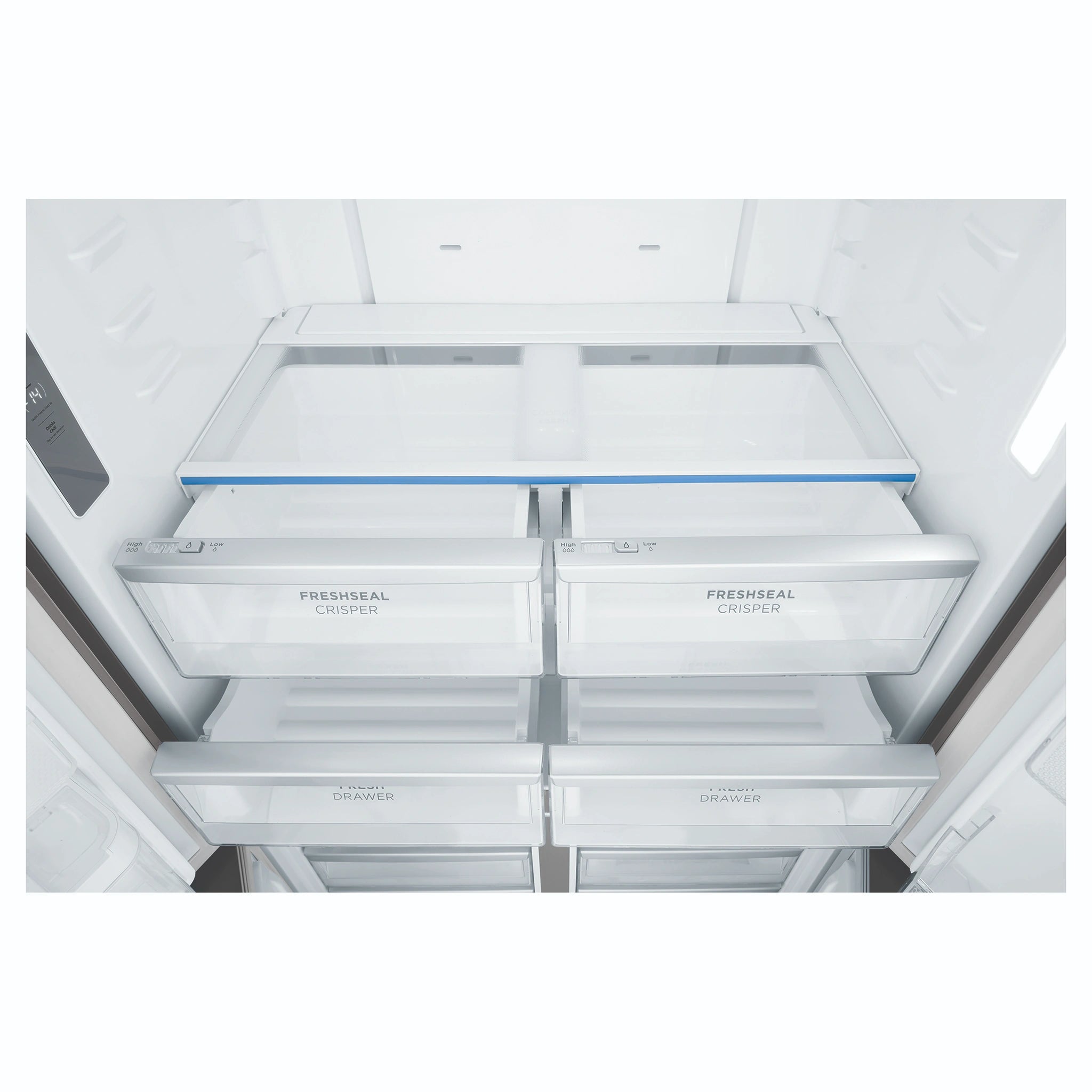 Westinghouse 564L Silver Quad Door Refrigerator with In-Door Water Dispenser WQE5660SA, Drawers Close-Up View