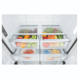 Westinghouse 564L Silver Quad Door Refrigerator with In-Door Water Dispenser WQE5660SA, Drawers Close-Up View With Storages