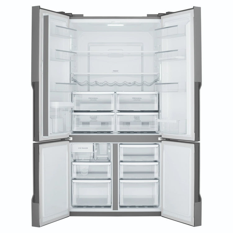 Westinghouse 564L Silver Quad Door Refrigerator with In-Door Water Dispenser WQE5660SA, Front View With Double Door Open View