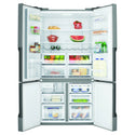 Westinghouse 564L Silver Quad Door Refrigerator with In-Door Water Dispenser WQE5660SA, Front View With Double Door Open View With Storages