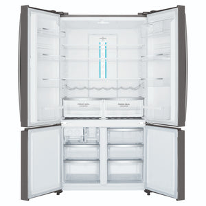 Westinghouse 541L Dark Stainless Quad Door Refrigerator WQE6000BB, Front View With Double Door Open View