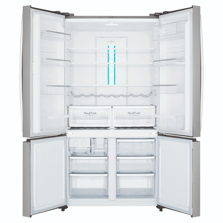 Westinghouse 541L Stainless Steel Quad Door Refrigerator with In-Door Dispenser WQE6000SB, Front View With Double Door Open View