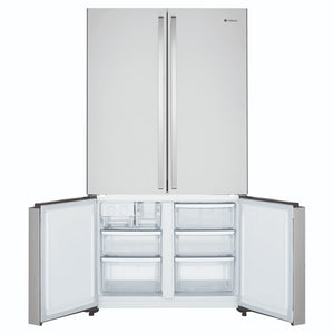 Westinghouse 541L Stainless Steel Quad Door Refrigerator with In-Door Dispenser WQE6000SB, Front View With Lower Double Door Open View